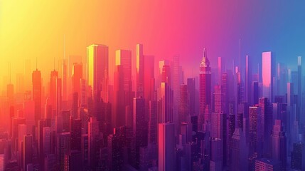 Fototapeta premium Urban Gradients Abstract City: A 3D illustration depicting gradients in an abstract urban cityscape