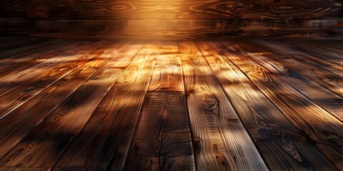 Warm Wooden Backdrop Ideal for Artisanal and Handmade Product Display Concepts with Glowing Lighting Effects