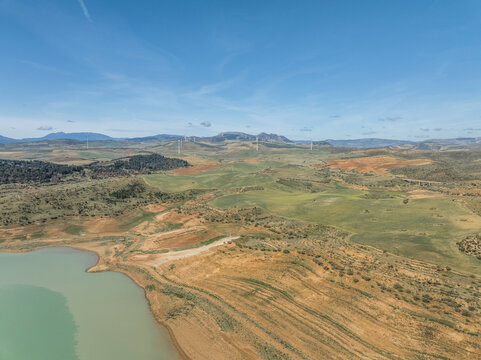 Aerial view of Embalse de Guadalteba, Campillos, Andalusia, Spain.