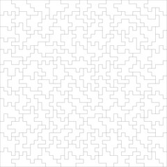 Square puzzle template with shapeless rectangular elements. Minimal creative black geometric abstract pattern with thin vector lines for cutting