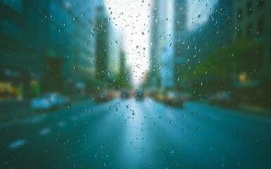 blur glass in a car during rainy day
