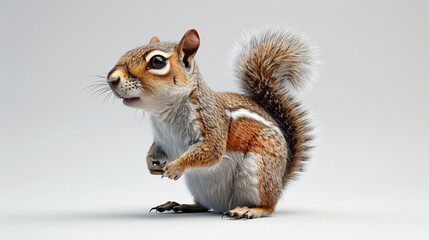 3D image of a standing squirrel on a white background