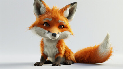 3D model of a curious kitten on a white background