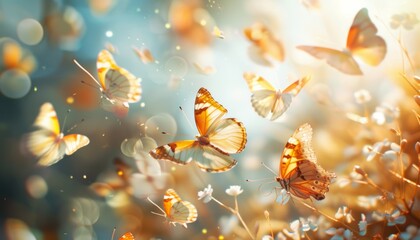 A background adorned with butterflies, perfect for nature-inspired designs or springtime projects