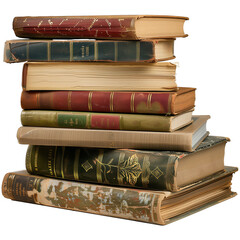 Stack of books isolated on transparent background. Cut out