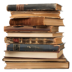 Stack of books isolated on transparent background. Cut out