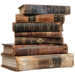 Stack of books isolated on transparent background. Cut out