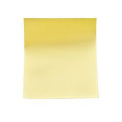 Yellow post it note isolated on transparent background. Cut out