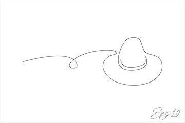 beach hat continuous line vector illustration