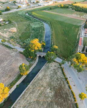 Aerial view of transparent water landscape, San Clemente, Castilla - La Mancha, Spain.