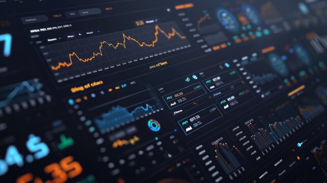A computer screen showing numerous data points, charts, graphs, and tables, indicating a significant amount of information being processed and analyzed.