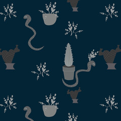 Cuter pattern with snakes and cactuses