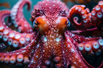 Vivid Close-Up of a Colorful Octopus in Underwater Marine Habitat for Nature, Wildlife, and Marine Biology Themes