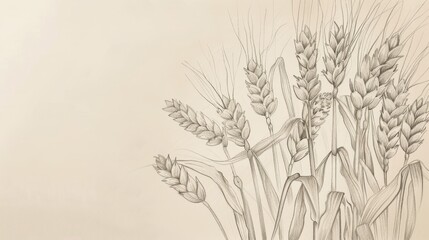 Biblical Illustration of Parable of Wheat and Weeds, Farmer Allows Both to Grow Until Harvest, Beige Background, Copyspace