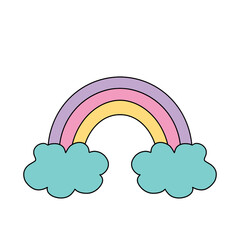 Retro rainbow in 90s style. Old school vintage colorful design