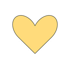Yellow heart for Valentine's Day, hand-painted flat Symbol of Love isolated on transparent background