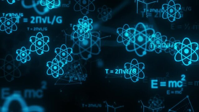 Blue physics formulas. Computer generated 3d render