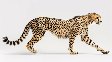 Fototapeta premium Graceful cheetah ready to sprint on a white background