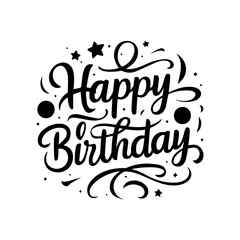 Happy birthday. Hand drawn lettering phrase isolated on white background.