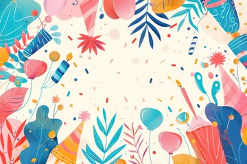 Vibrant Birthday Celebration Background with Colorful Party Elements