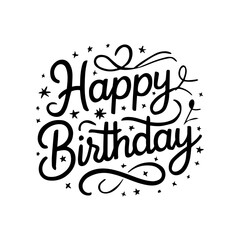 Happy birthday. Hand drawn lettering phrase isolated on white background.