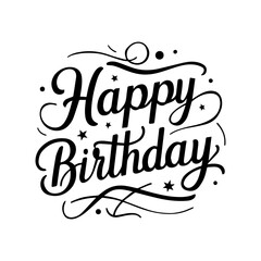 Happy birthday. Hand drawn lettering phrase isolated on white background.