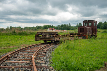 Naklejka premium old and small hand-made diesel locomotive