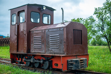 Obraz premium old and small hand-made diesel locomotive