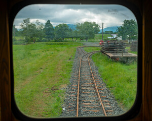 view through the window of an old locomotive