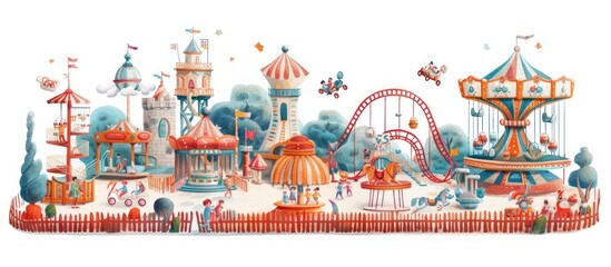 Vibrant Day at the Amusement Park Childrens Unforgettable Adventure on Roller Coasters and Carousels