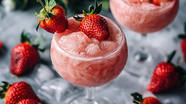 Summer drinks, Frose with a mix of strawberries and frozen rose, perfect summer drink