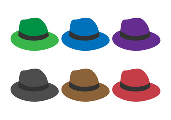 Hoja de iconos de sombrero elegante de varios colores.