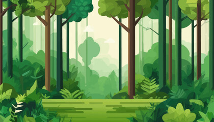 Tranquil Forest Landscape in Vector