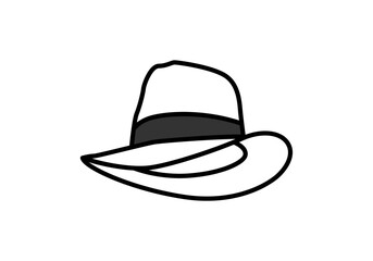 Icono negro de sombrero en fondo blanco.