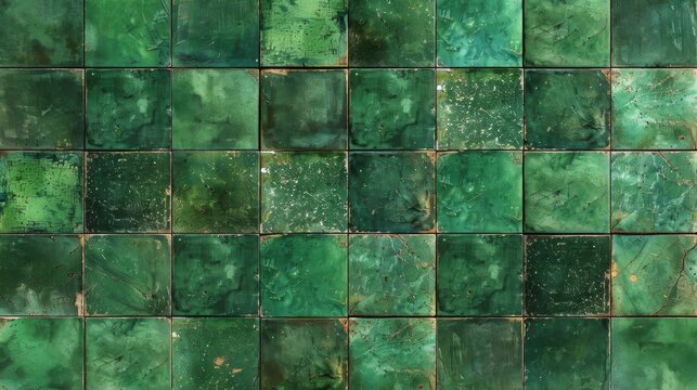 Sleek modern green tile wall and matching floor. Minimalist interior concept