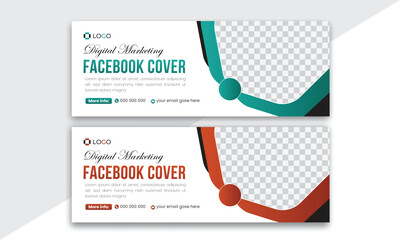 Digital marketing agency facebook cover photo design with creative shape or web banner for digital marketing business