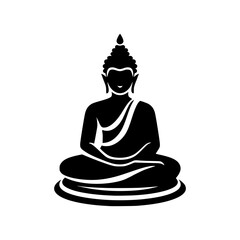 Black silhouette of a sitting buddha. vector logo of a budha.