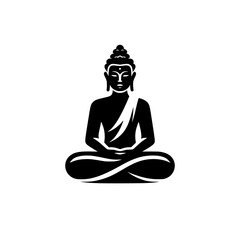 Black silhouette of a sitting buddha. vector logo of a budha.
