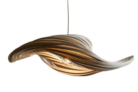 Modern artistic wooden pendant light with unique curved design
