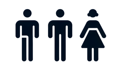 male and female symbols, toilet signs for male and female