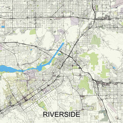 Riverside, California, USA map poster art