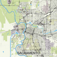 Sacramento, California, USA map poster art