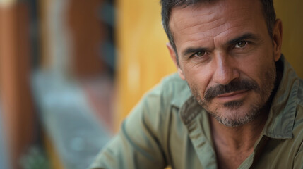 Fototapeta premium Greek Man. Face portrait in casual clothing 