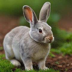 Fototapeta premium white rabbit on a black background, white rabbit on green grass, white rabbit sitting on a bed, white rabbit on a white background, white rabbit on a wooden table, white rabbit on a table, white rabbi