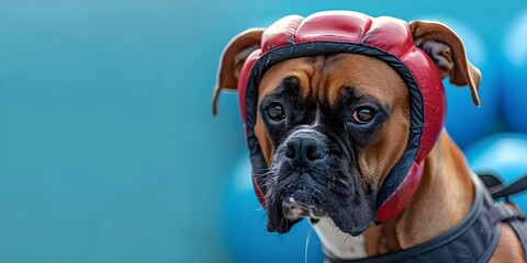 A determined dog boxer with fighting spirit and challenge-inspired training gear. Concept Boxer Dog, Training Equipment, Determination, Fighting Spirit, Challenge Accepted