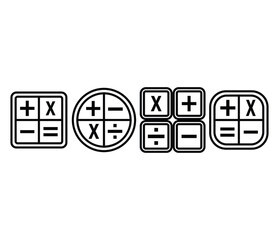 mathematics calculator symbol icon vector design black white colors collections sets isolated