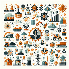 Agricultural flat glyph 2D infograms