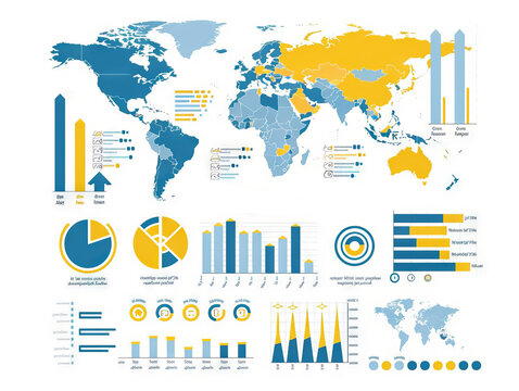 World Trend flat glyph 2D infograms
