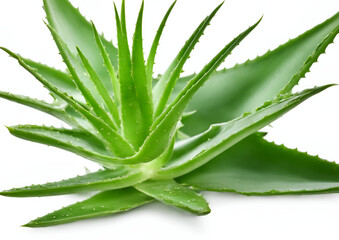 Obraz premium Leaf of Aloe Vera plant isolated on white background.
