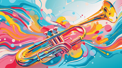 Colorful Abstract Trumpet Music Explosion Art
